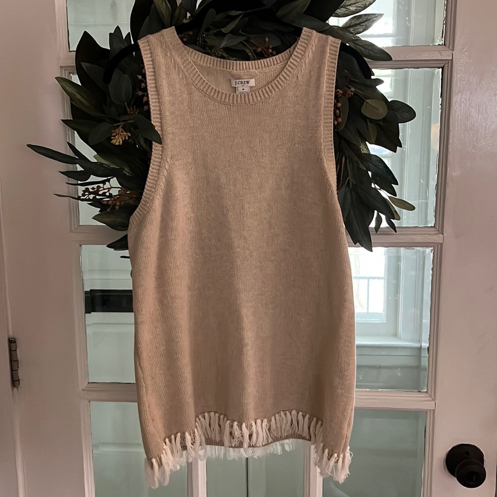 Jcrew sweater tank with fringe detail